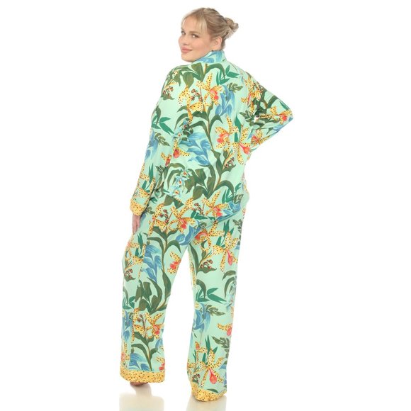 Plus Size Two Piece Wildflower Print Pajama Set - Picture 3 of 5